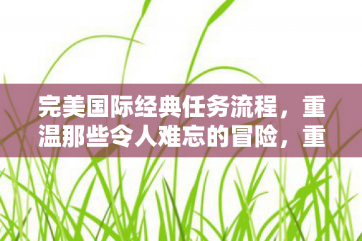 完美国际经典任务流程,重温那些令人难忘的冒险,重温经典,完美国际任务流程全回顾 完美国际经典任务流程,重温那些令人难忘的冒险,重温经典,完美国际任务流程全回顾