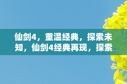 仙剑4,重温经典,探索未知,仙剑4经典再现,探索未知之旅 仙剑4,重温经典,探索未知,仙剑4经典再现,探索未知之旅