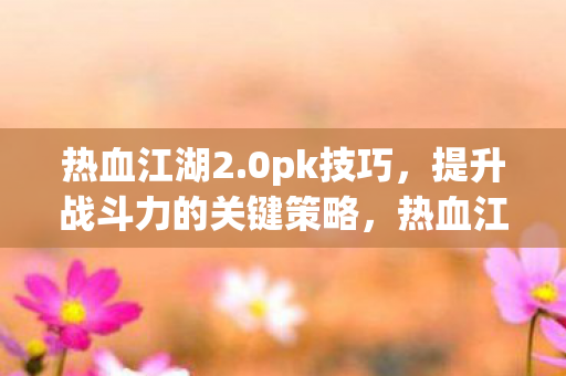 热血江湖2.0pk技巧，提升战斗力的关键策略，热血江湖2.0，pk技巧与提升战斗力的关键策略