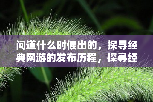 问道什么时候出的,探寻经典网游的发布历程,探寻经典网游问道的发布历程 问道什么时候出的,探寻经典网游的发布历程,探寻经典网游问道的发布历程
