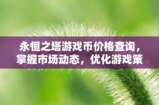 永恒之塔游戏币价格查询,掌握市场动态,优化游戏策略,永恒之塔游戏币价格查询,掌握市场动态,优化游戏策略 永恒之塔游戏币价格查询,掌握市场动态,优化游戏策略,永恒之塔游戏币价格查询,掌握市场动态,优化游戏策略