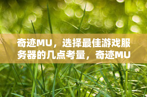 奇迹MU,选择最佳游戏服务器的几点考量,奇迹MU,选择最佳游戏服务器的考量因素 奇迹MU,选择最佳游戏服务器的几点考量,奇迹MU,选择最佳游戏服务器的考量因素