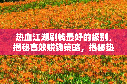 热血江湖刷钱最好的级别,揭秘高效赚钱策略,揭秘热血江湖最高效刷钱级别策略 热血江湖刷钱最好的级别,揭秘高效赚钱策略,揭秘热血江湖最高效刷钱级别策略
