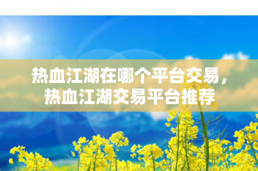 热血江湖在哪个平台交易，热血江湖交易平台推荐