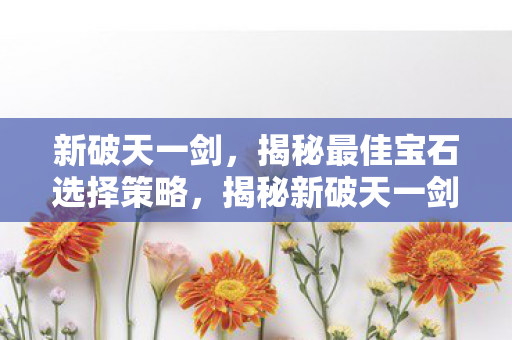 揭秘新破天一剑最佳宝石选择策略图片
