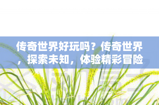 传奇世界好玩吗?传奇世界,探索未知,体验精彩冒险! 传奇世界好玩吗?传奇世界,探索未知,体验精彩冒险!