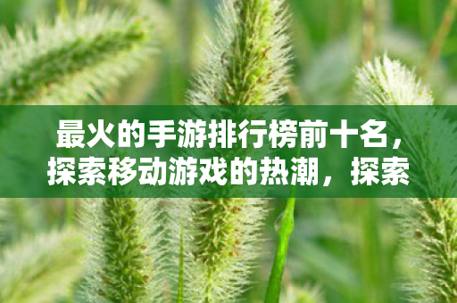 最火的手游排行榜前十名图片