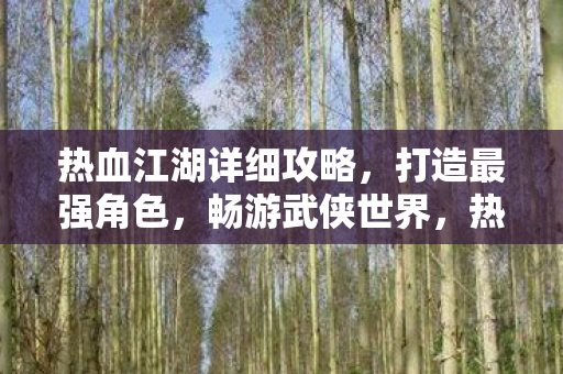 热血江湖详细攻略,打造最强角色,畅游武侠世界,热血江湖,打造最强角色,畅游武侠世界攻略 热血江湖详细攻略,打造最强角色,畅游武侠世界,热血江湖,打造最强角色,畅游武侠世界攻略