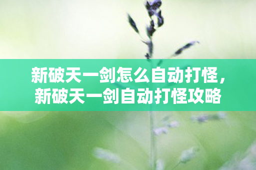 新破天一剑怎么自动打怪,新破天一剑自动打怪攻略 新破天一剑怎么自动打怪,新破天一剑自动打怪攻略