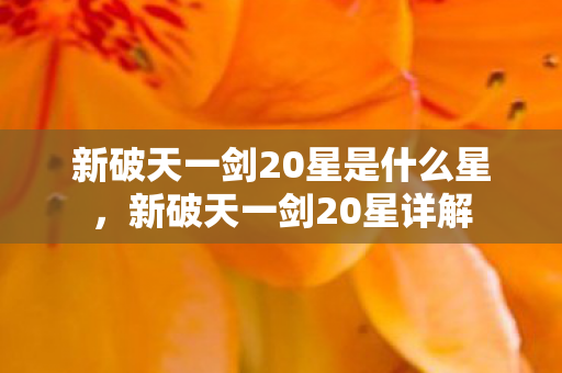 新破天一剑20星是什么星图片