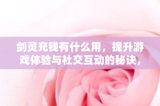 剑灵充钱有什么用,提升游戏体验与社交互动的秘诀,剑灵充钱提升游戏体验与社交互动,解锁更多精彩! 剑灵充钱有什么用,提升游戏体验与社交互动的秘诀,剑灵充钱提升游戏体验与社交互动,解锁更多精彩!