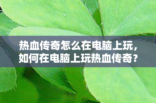 热血传奇怎么在电脑上玩图片