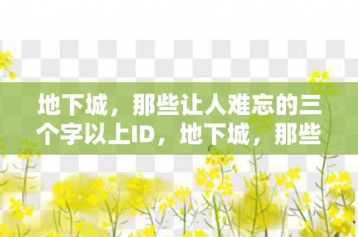 地下城,那些让人难忘的三个字以上ID,地下城,那些令人铭记的三个字以上ID 地下城,那些让人难忘的三个字以上ID,地下城,那些令人铭记的三个字以上ID