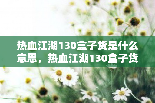 热血江湖130盒子货是什么意思,热血江湖130盒子货详解 热血江湖130盒子货是什么意思,热血江湖130盒子货详解