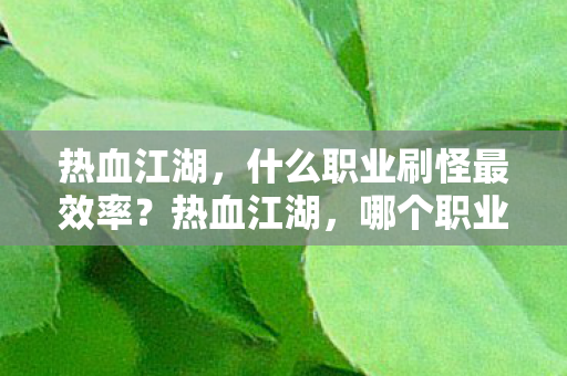 热血江湖,什么职业刷怪最效率?热血江湖,哪个职业刷怪效率最高? 热血江湖,什么职业刷怪最效率?热血江湖,哪个职业刷怪效率最高?