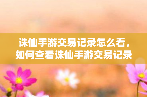 诛仙手游交易记录怎么看，如何查看诛仙手游交易记录？