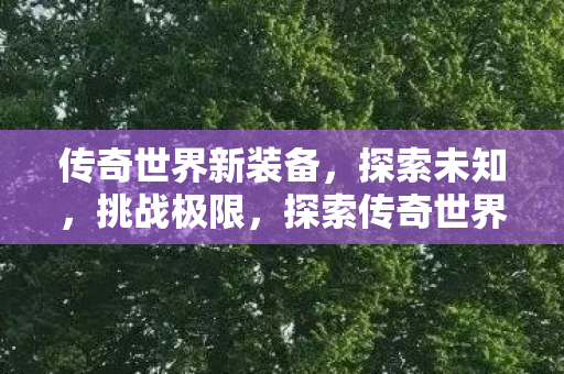 传奇世界新装备,探索未知,挑战极限,探索传奇世界新装备,挑战极限之旅 传奇世界新装备,探索未知,挑战极限,探索传奇世界新装备,挑战极限之旅