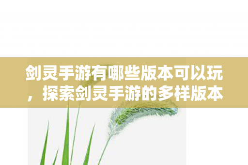 剑灵手游有哪些版本可以玩,探索剑灵手游的多样版本,畅享游戏乐趣! 剑灵手游有哪些版本可以玩,探索剑灵手游的多样版本,畅享游戏乐趣!
