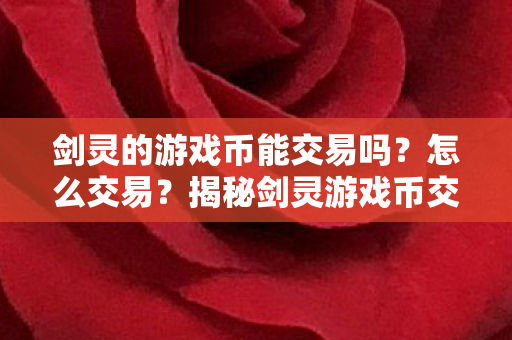 揭秘剑灵游戏币交易攻略图片
