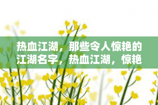 热血江湖,那些令人惊艳的江湖名字,热血江湖,惊艳的江湖名字大盘点 热血江湖,那些令人惊艳的江湖名字,热血江湖,惊艳的江湖名字大盘点