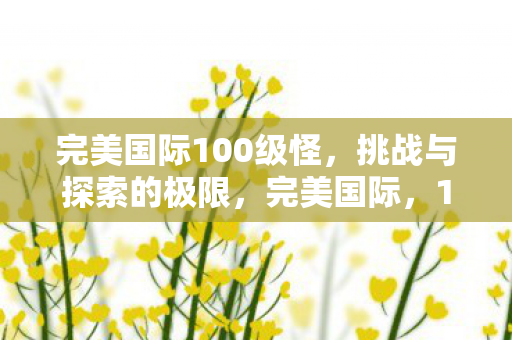 完美国际100级怪,挑战与探索的极限,完美国际,100级怪挑战与探索的极限 完美国际100级怪,挑战与探索的极限,完美国际,100级怪挑战与探索的极限
