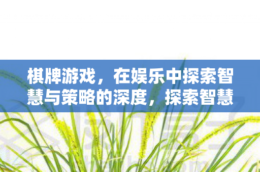 棋牌游戏，在娱乐中探索智慧与策略的深度，探索智慧与策略的深度，棋牌游戏娱乐体验