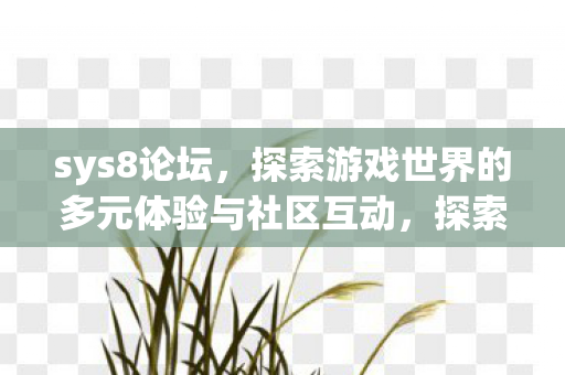 sys8论坛，探索游戏世界的多元体验与社区互动，探索游戏世界的多元体验与社区互动，sys8论坛