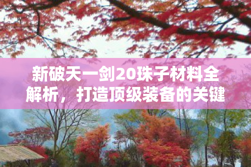 新破天一剑20珠子材料全解析图片