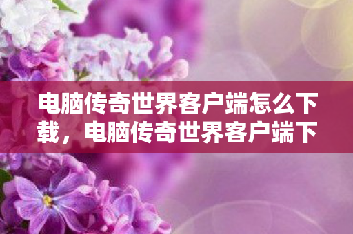 电脑传奇世界客户端怎么下载图片