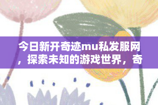 今日新开奇迹mu私发服网，探索未知的游戏世界，奇迹mu私服网开启，探索未知游戏世界