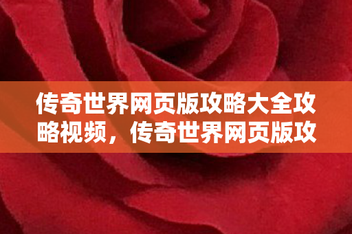 传奇世界网页版攻略大全攻略视频图片