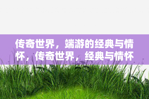 传奇世界，端游的经典与情怀，传奇世界，经典与情怀的端游之旅