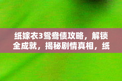 纸嫁衣3鸳鸯债全成就解锁攻略图片