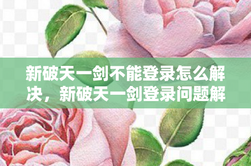 新破天一剑不能登录怎么解决图片