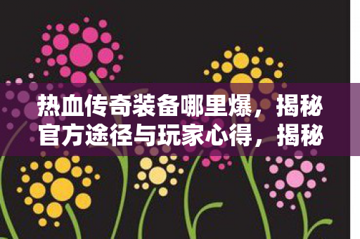 揭秘热血传奇装备官方爆装途径与玩家心得图片
