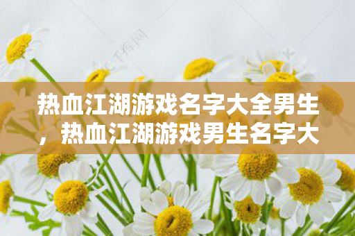 热血江湖游戏名字大全男生图片