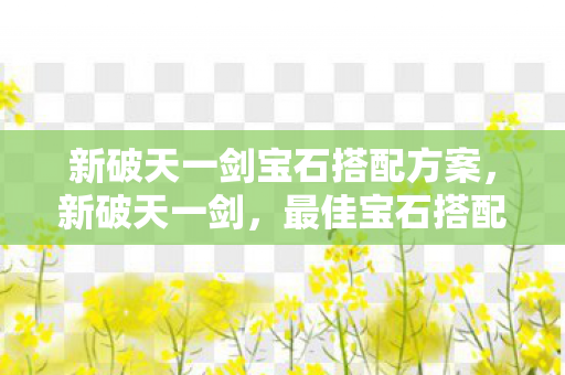 新破天一剑宝石搭配方案图片