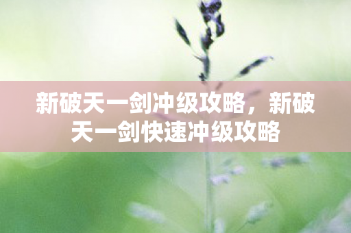 新破天一剑快速冲级攻略图片