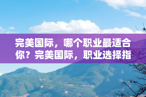 完美国际，哪个职业最适合你？完美国际，职业选择指南，助你找到最适合你的角色！