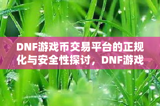 DNF游戏币交易平台的正规化与安全性探讨,DNF游戏币交易平台,正规化与安全性探讨 DNF游戏币交易平台的正规化与安全性探讨,DNF游戏币交易平台,正规化与安全性探讨