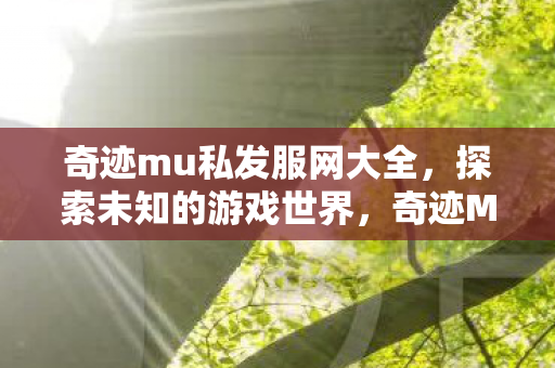 奇迹mu私发服网大全,探索未知的游戏世界,奇迹MU私服网大全,解锁未知游戏世界的神秘之旅 奇迹mu私发服网大全,探索未知的游戏世界,奇迹MU私服网大全,解锁未知游戏世界的神秘之旅